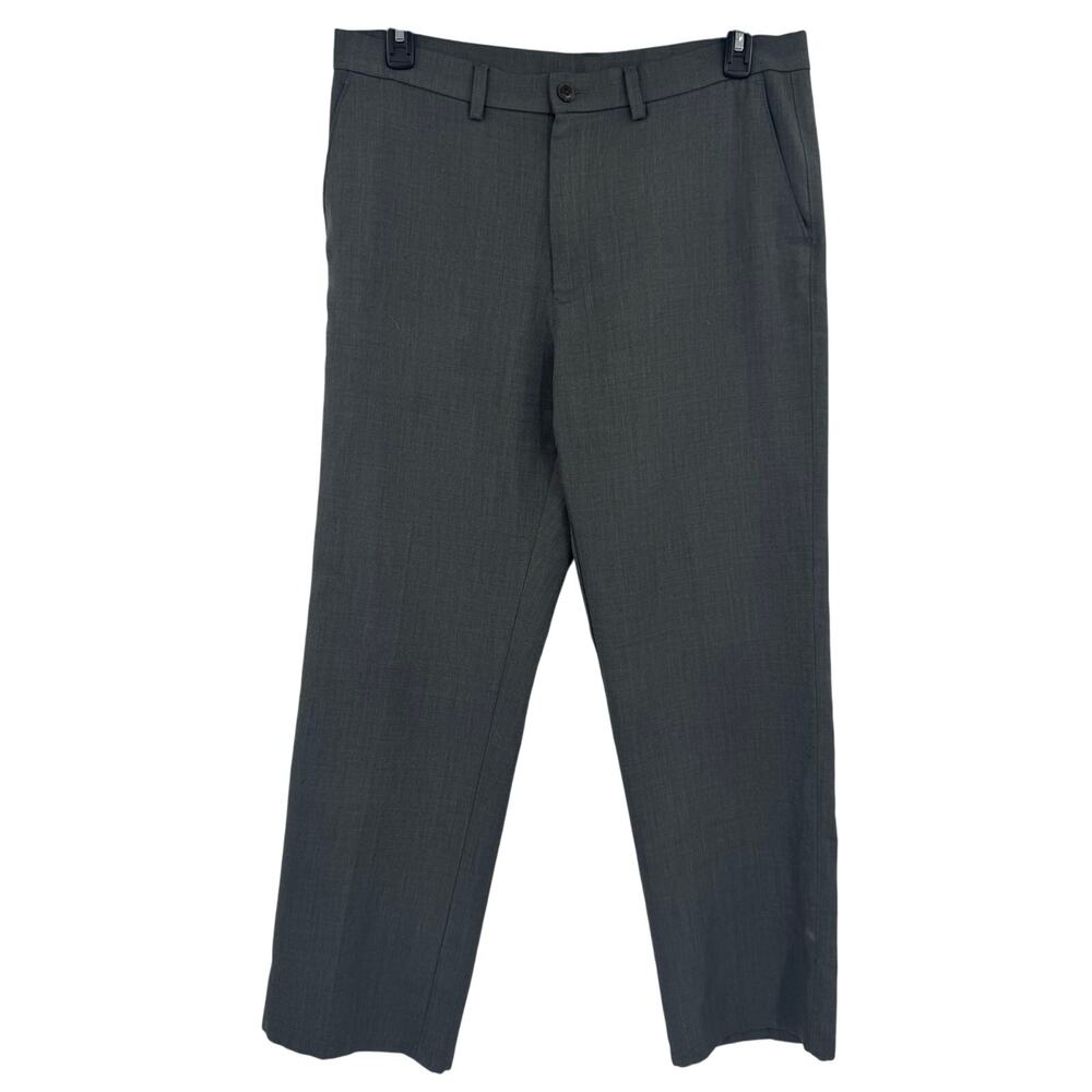 Haggar H26 Mens  Mid Rise Flat Front Dress Pants Straight Leg Gray 36x30